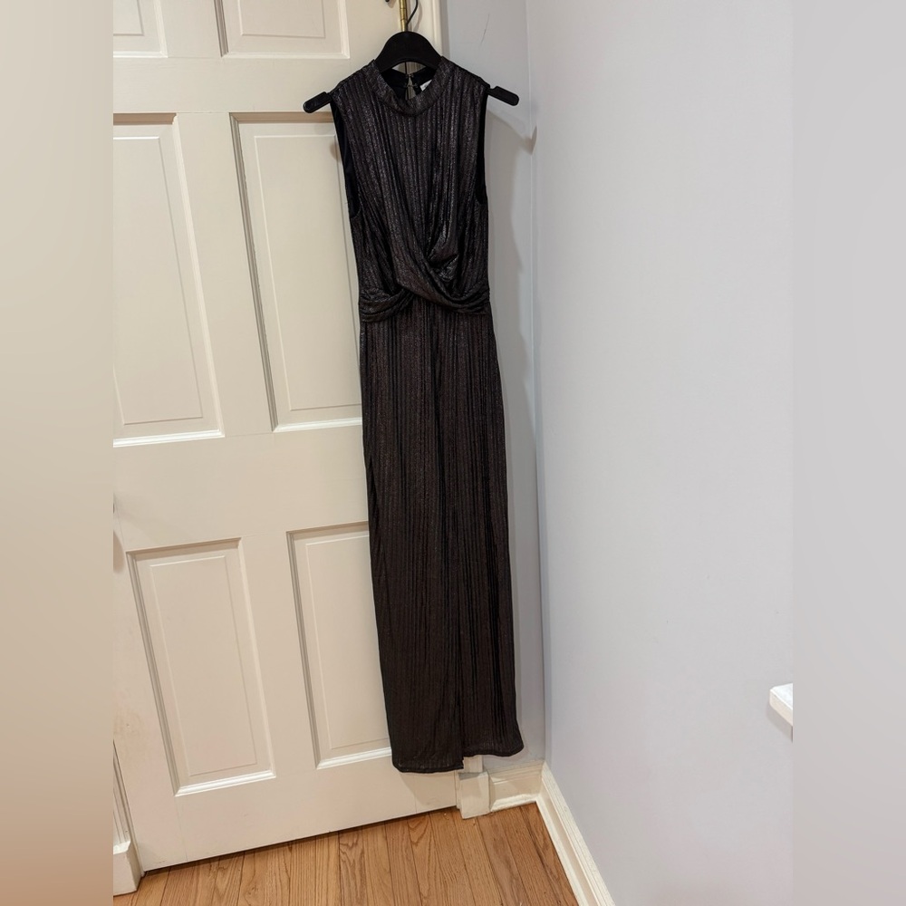 BCBG Generation xs sleeveless grayish black metallicy material dress up or down